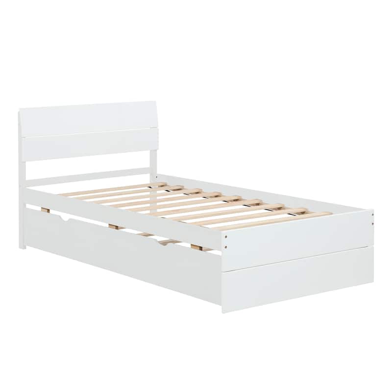 Modern Twin Bed Frame with 2 Drawers - High Gloss Headboard & Footboard for Master Bedrooms, Guest Rooms, Wood Design