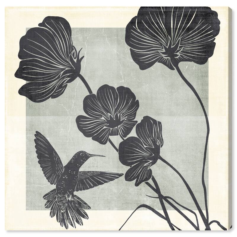 Wynwood Studio Canvas Floral and Botanical Pollen of the birds Black and Pastel Black Bohemian & Eclectic Wall Art Canvas Print