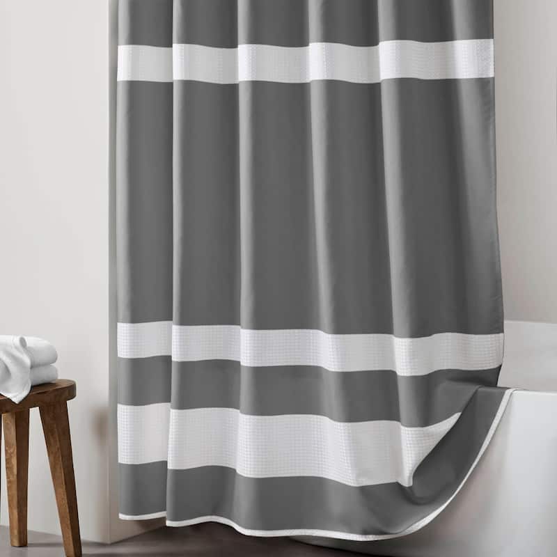 Madison Park Spa Waffle Shower Curtain with 3M Treatment