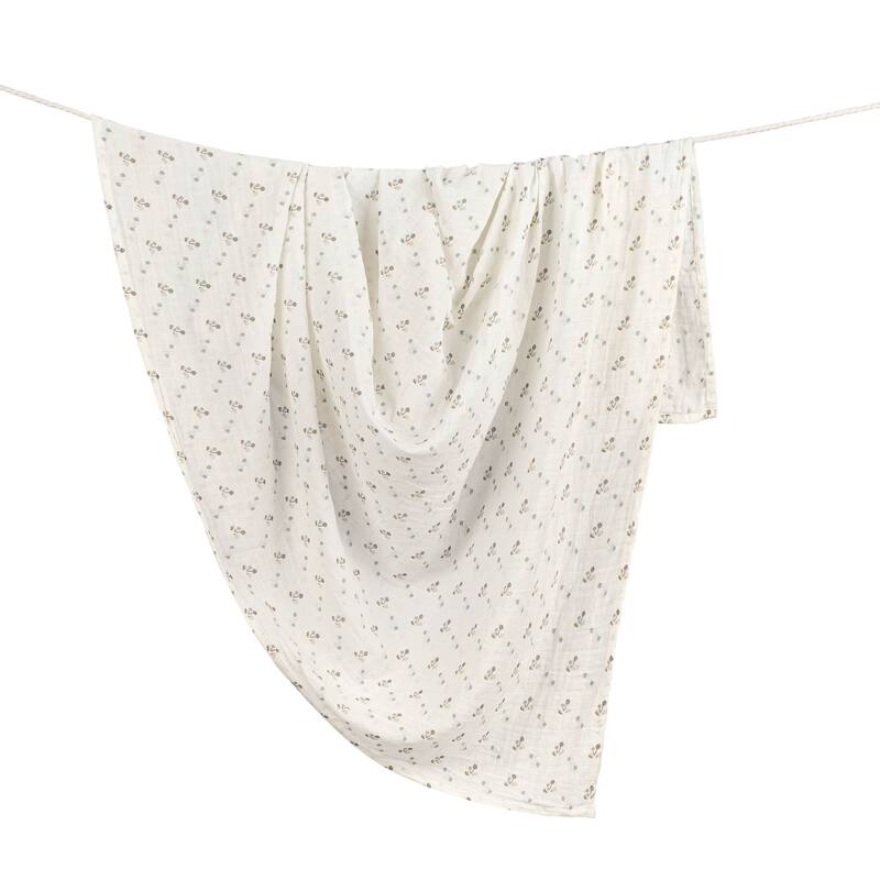 Crane Baby Organic Cotton Bunny Single Swaddle - Poppy