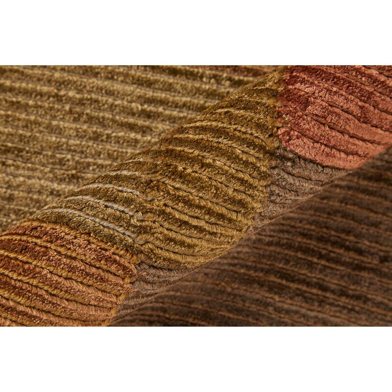 Keystone Hand Knot Color Block Rug, Brown/Rust, Area Rug