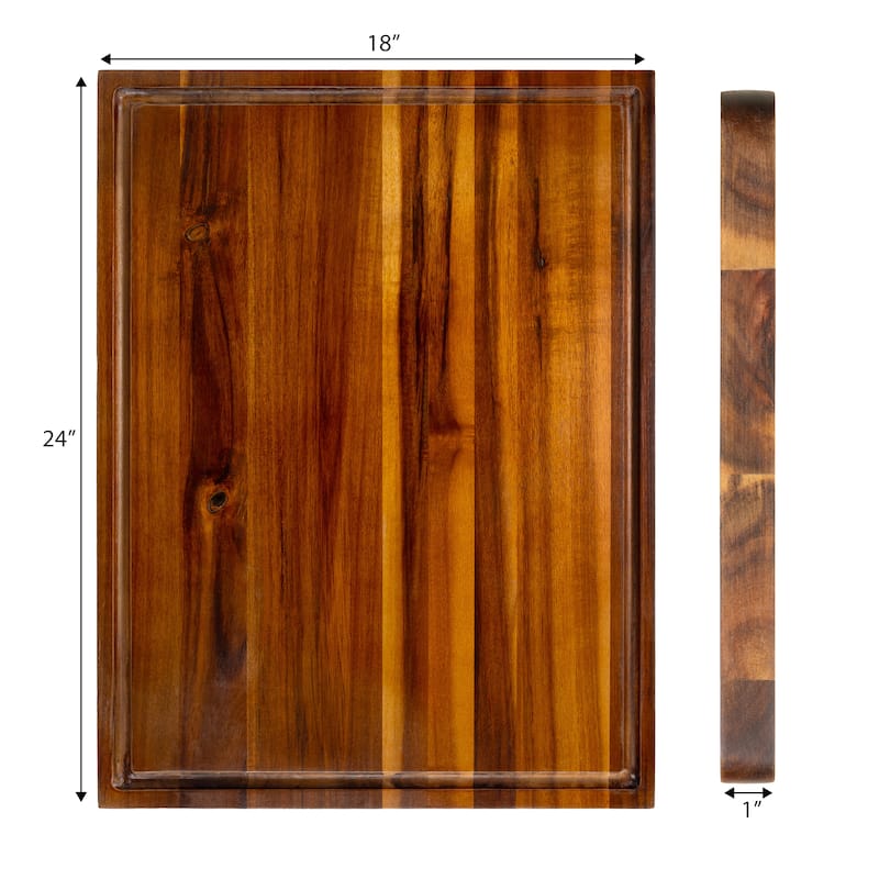 Eldridge Extra Large 24 in. W x 18 in. D Handcrafted Acacia Wood Grain Thick Reversible Cutting Board with Juice Grooves