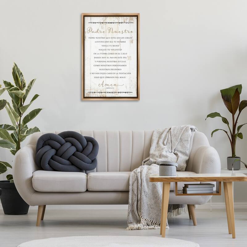 Stupell Padre Nuestro Oración Framed Floater Canvas Wall Art Design By Jennifer Pugh