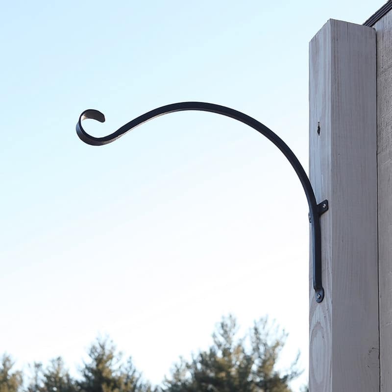 Achla Designs Set of 2 Wall Mounted Up Curled Brackets, 18 Inch Tall, Black Powder Coat Finish