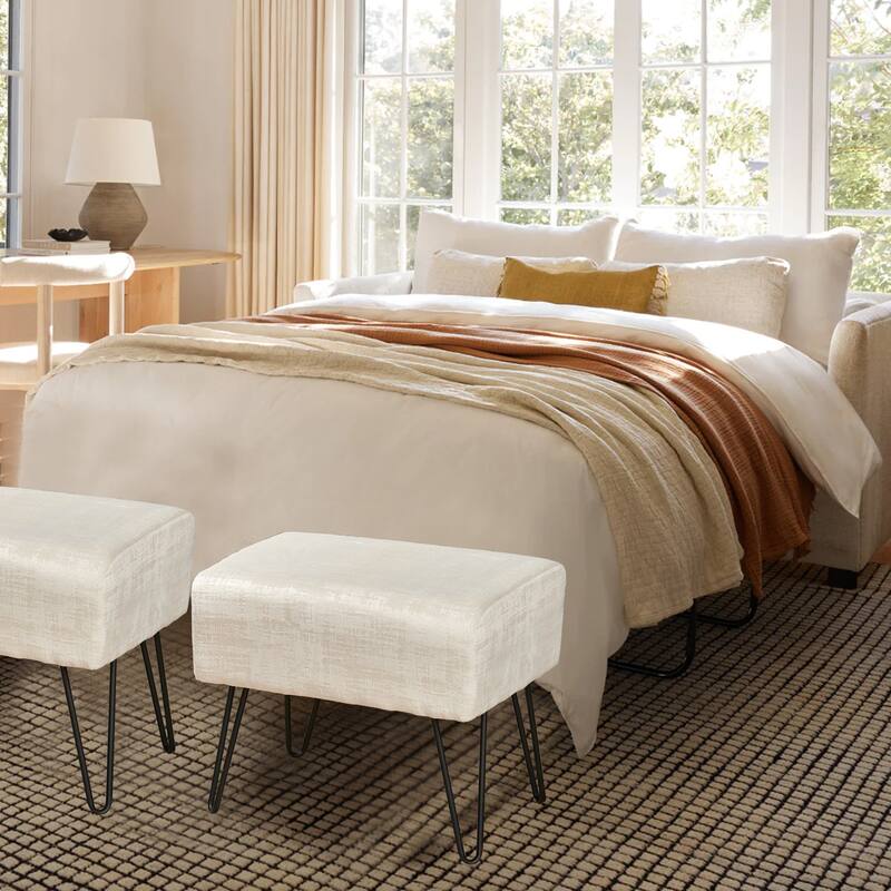 Textured Velvet Ottoman