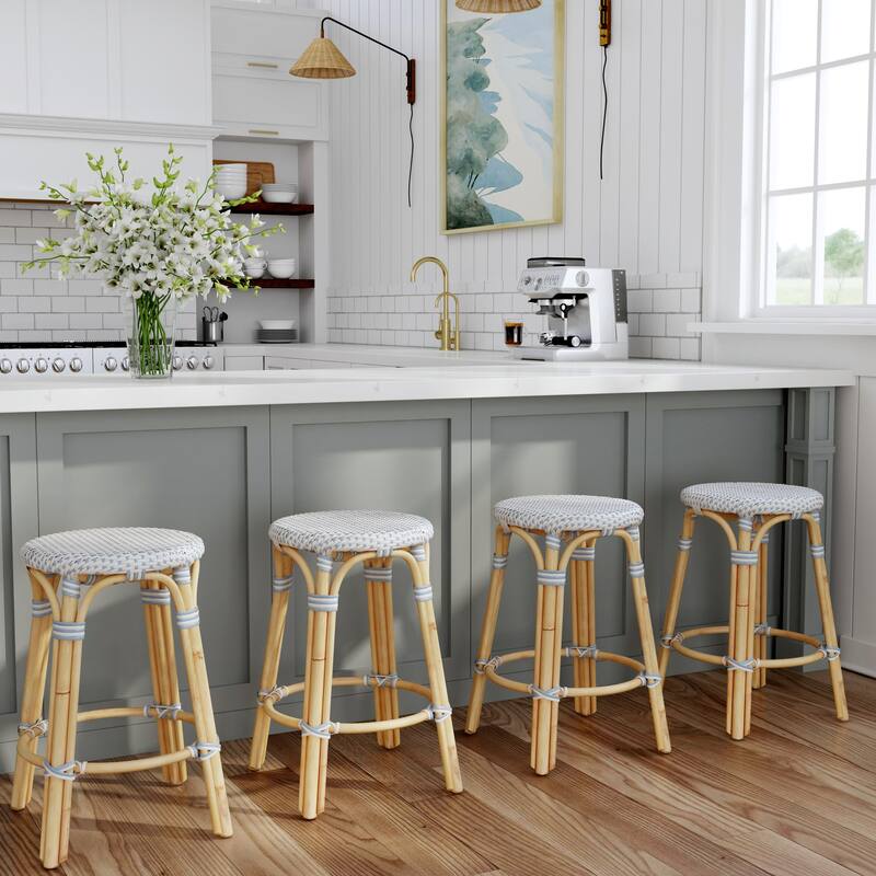 Tobias 24" Rattan Round Counter Stool