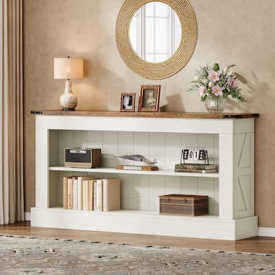 63-Inch Long Console Table with Shelf, 3 Tier Modern Entryway Table