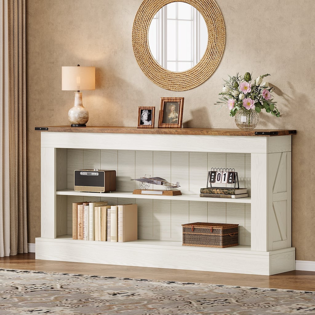 63-Inch Long Console Table with Shelf, 3 Tier Modern Entryway Table