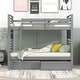 preview thumbnail 4 of 18, Elegant Twin over Twin Wood Bunk Bed with Built-in Ladder and 2 Drawers, Maximized Space, Solid Construction, Grey