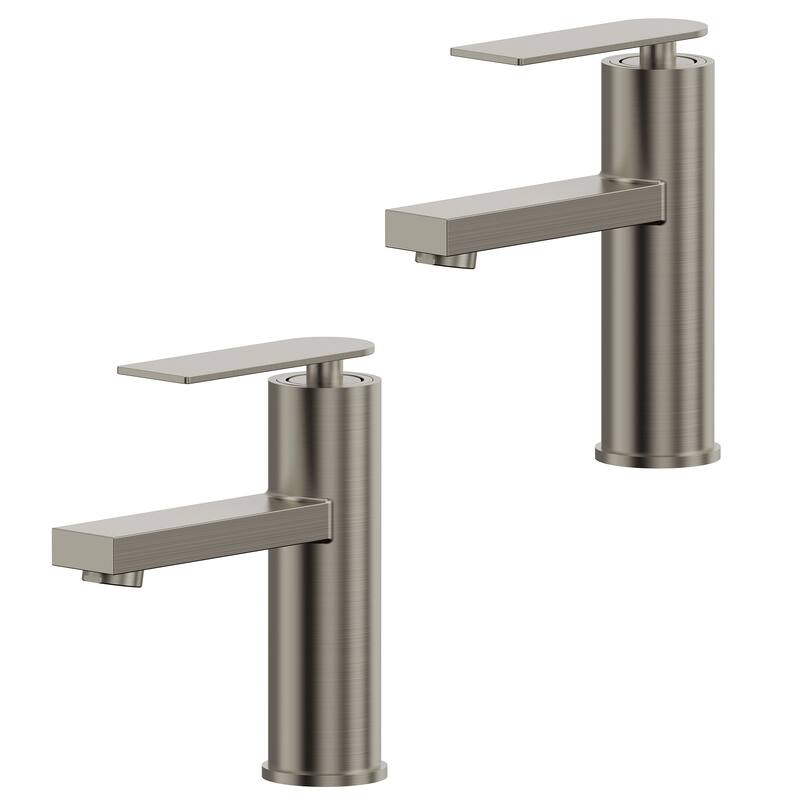 GRANDJOY 2-Pack Modern Single Handle Bathroom Vanity Faucet, Single-Hole Installation - Brushed Nickel