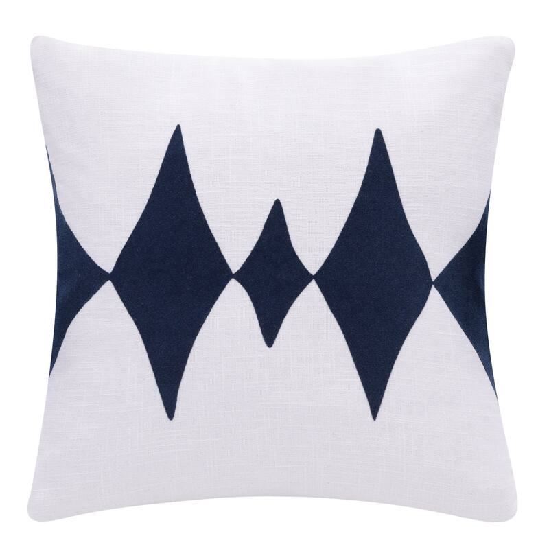 HomeRoots 20" X 20" Blue And White 100% Cotton Diamond Zippered Pillow