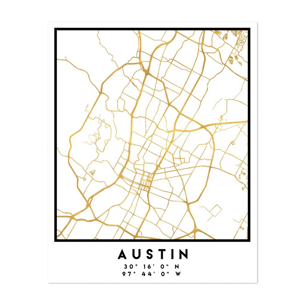 Austin Texas Austin Street Map Maps Minimal Urban Art Print/Poster