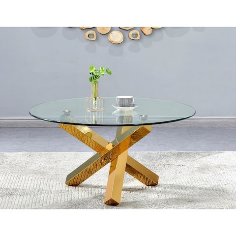 Best Master Furniture Furniture 36 Inch Round Glass Coffee Table