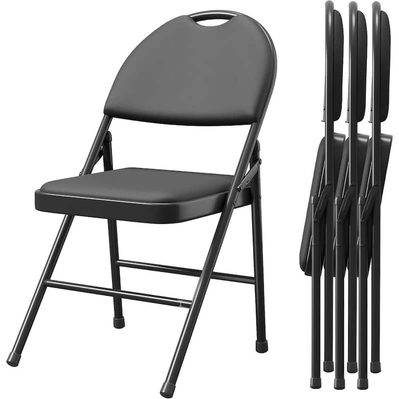 4-Piece Folding Chair Set for Indoor and Outdoor, Room, Restaurant, Patio - Black