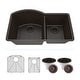 preview thumbnail 35 of 39, Lexicon Platinum Quartz 32 Inch 70/30 Double Bowl Kitchen Sink with Bottom Grids and Strainers and Disposal Flange Galaxy Mocha
