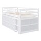 preview thumbnail 13 of 144, Twin/Full Size Low Loft Bed with Retractable Writing Desk and 4 Drawers, Wooden Loft Bedframe w/ Lateral Portable Desk & Shelves