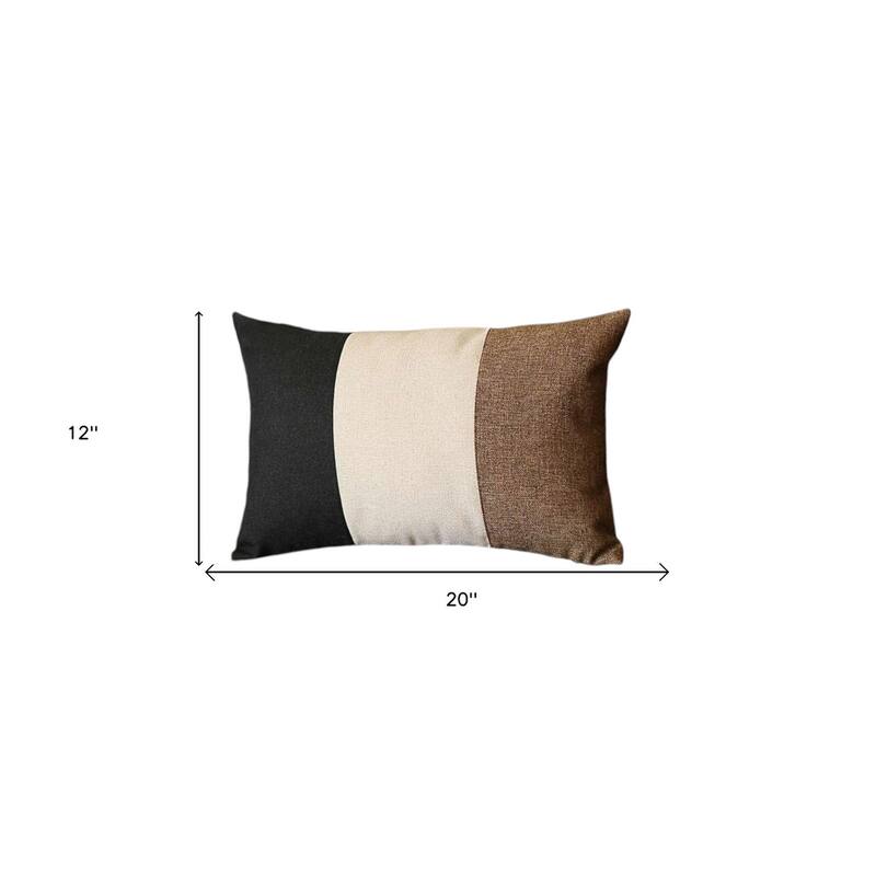 HomeRoots Set Of Two 20" X 12" Black Grey And Brown Polyester Geometric Zippered Pillow