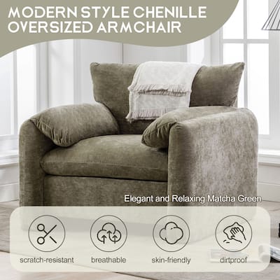 Single Sofa Chairs for Living Room Accent Chair Chenille Lounge Chairs Oversized Pillow Top Arms Chairs Modern Upholstered Chair