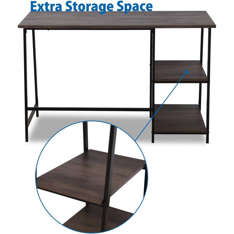 48" Smoky Oak Computer Desk with Storage Shelf Sturdy Writing Workstation for Home Office, Study & Small Spaces