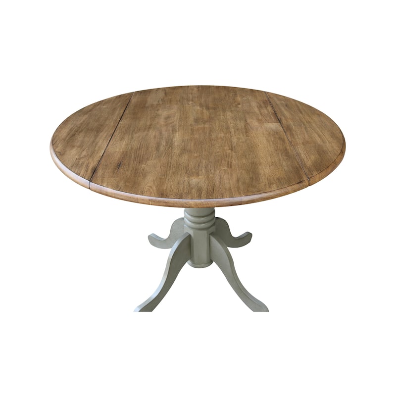 Round Pedestal Base Solid Wood 42-inch Drop-leaf Dining Table