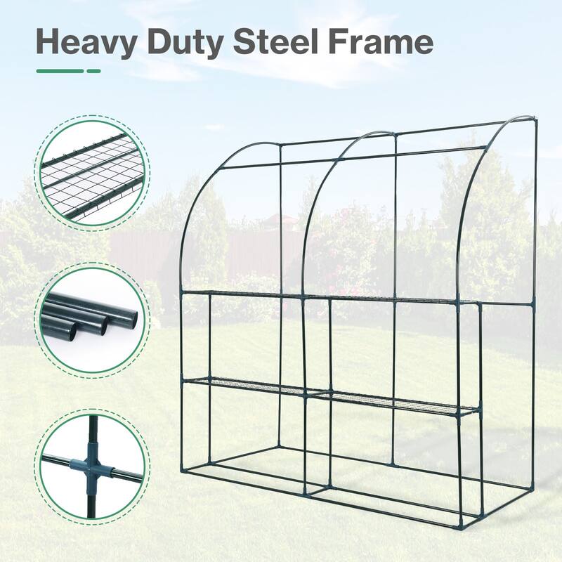 Aoodor 7x3x7 FT Portable Walk-in Greenhouse with Shelves, Steel Frame with PE Cover, Anchor and Ropes
