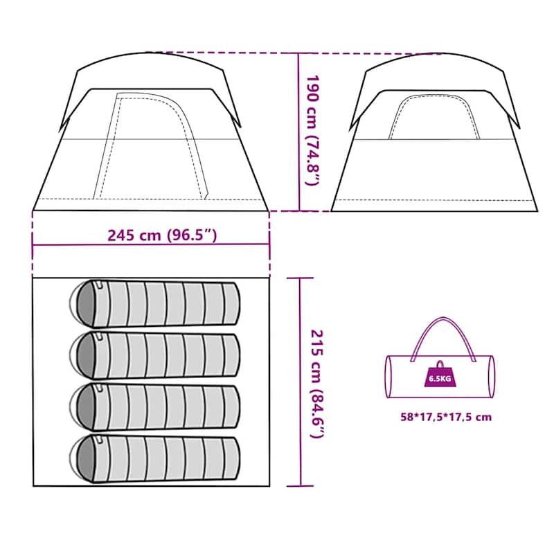 vidaXL Camping Tent Cabin 4-Person Waterproof