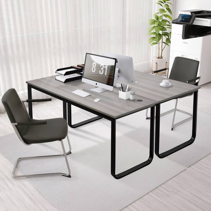 Modern Black Meatal Computer Office Desk Personal With Storage shelves