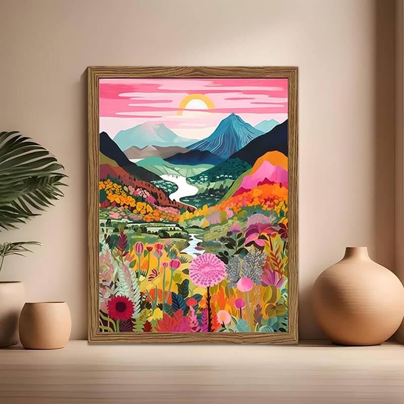 Abstract Watercolor Landscape Flower Wall Decor Paintings