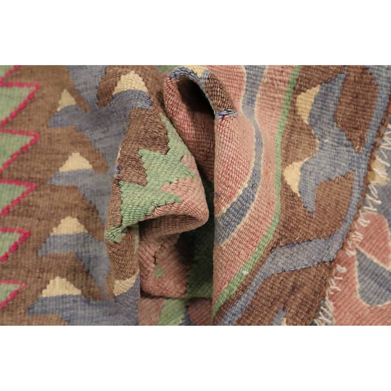 Hand Woven Oriental 100% Wool Carpet Southwestern Tribal Pink Kilim Area Rug - 10' 5'' X 5' 0''