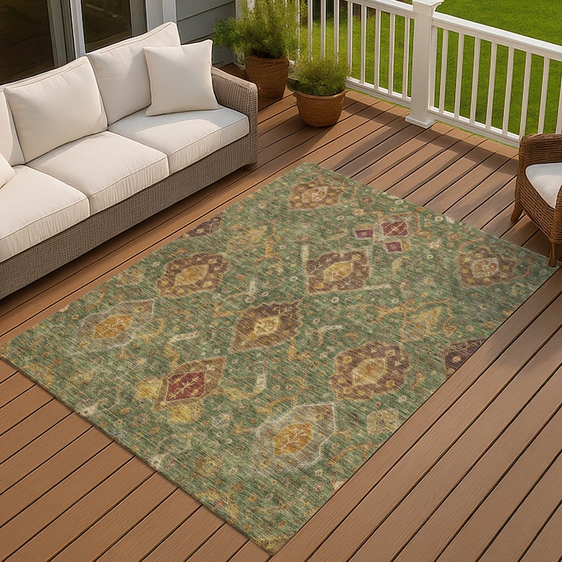 Machine Washable Indoor/ Outdoor Traditional Venetian Chantille Rug - Fern - 5' x 7'6"