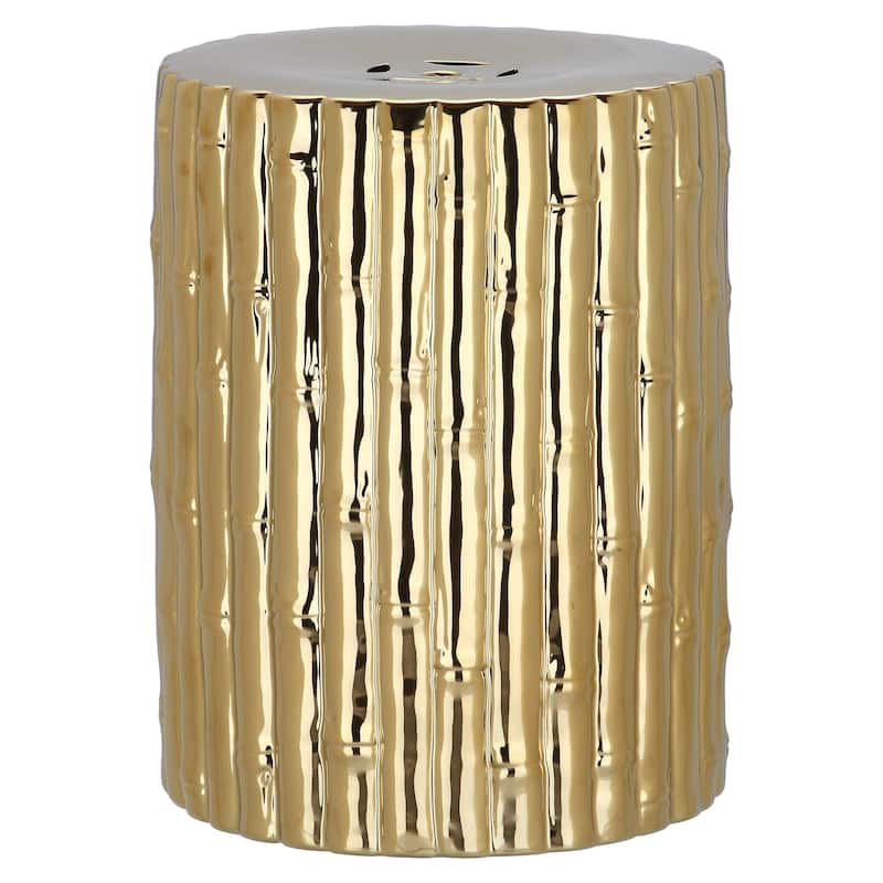 SAFAVIEH Cobien Bamboo Gold Ceramic Decorative Garden Stool