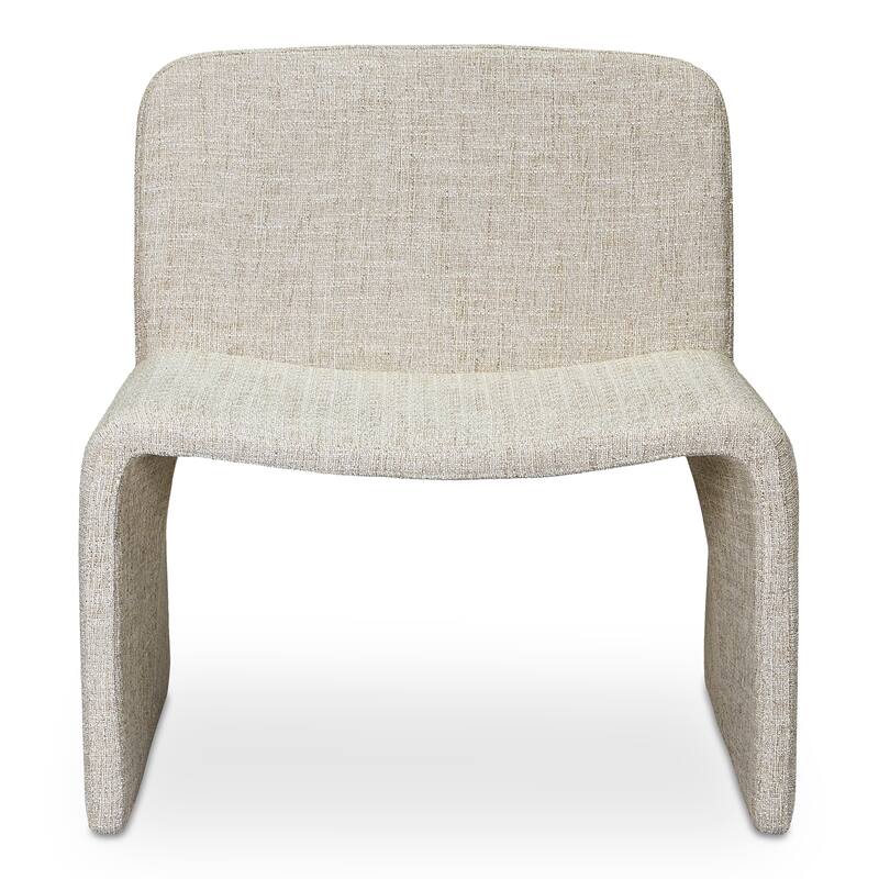 NADAAL STUDIOS Gideon Accent Chair, Oval-Inspired, 100% Polyester Upholstery with Foam Cushioning, Iron Frame, Heather Beige