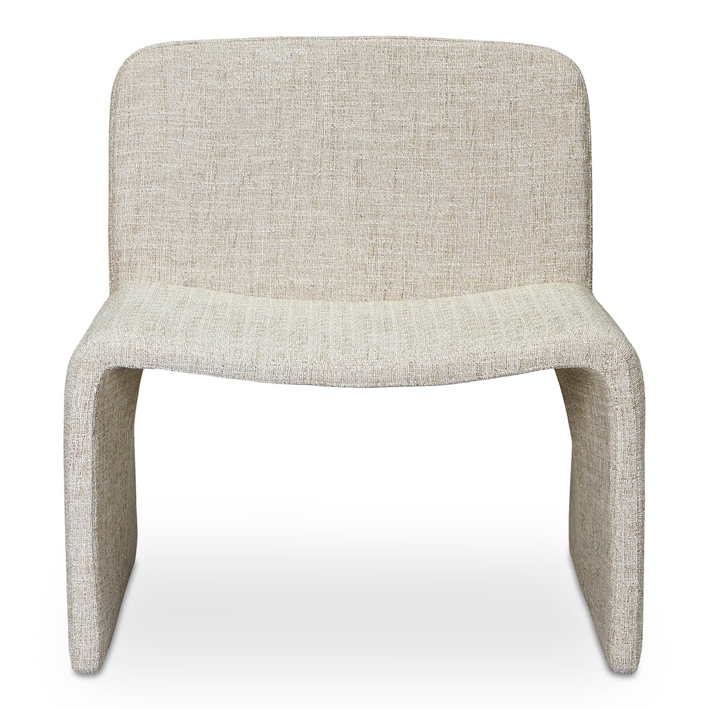 NADAAL STUDIOS Gideon Accent Chair, Oval-Inspired, 100% Polyester Upholstery with Foam Cushioning, Iron Frame, Heather Beige
