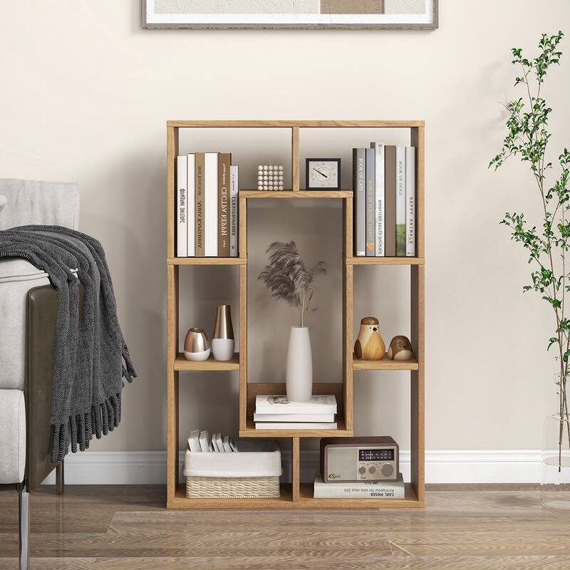 Costway 2 PCS 7-Cube Geometric Bookshelf with Anti-Toppling Device - See Details