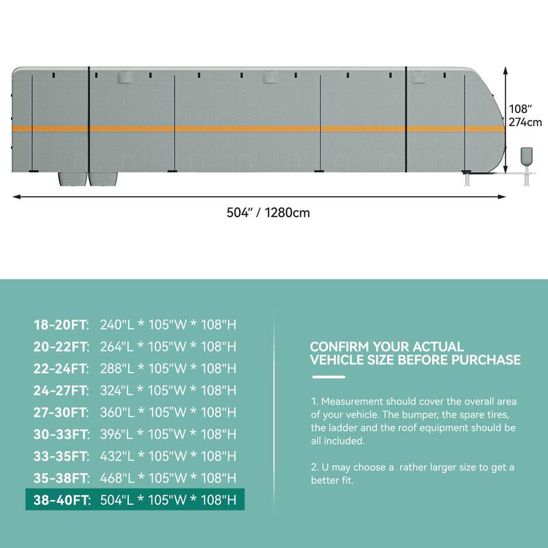 Grey Waterproof Windproof RV Cover