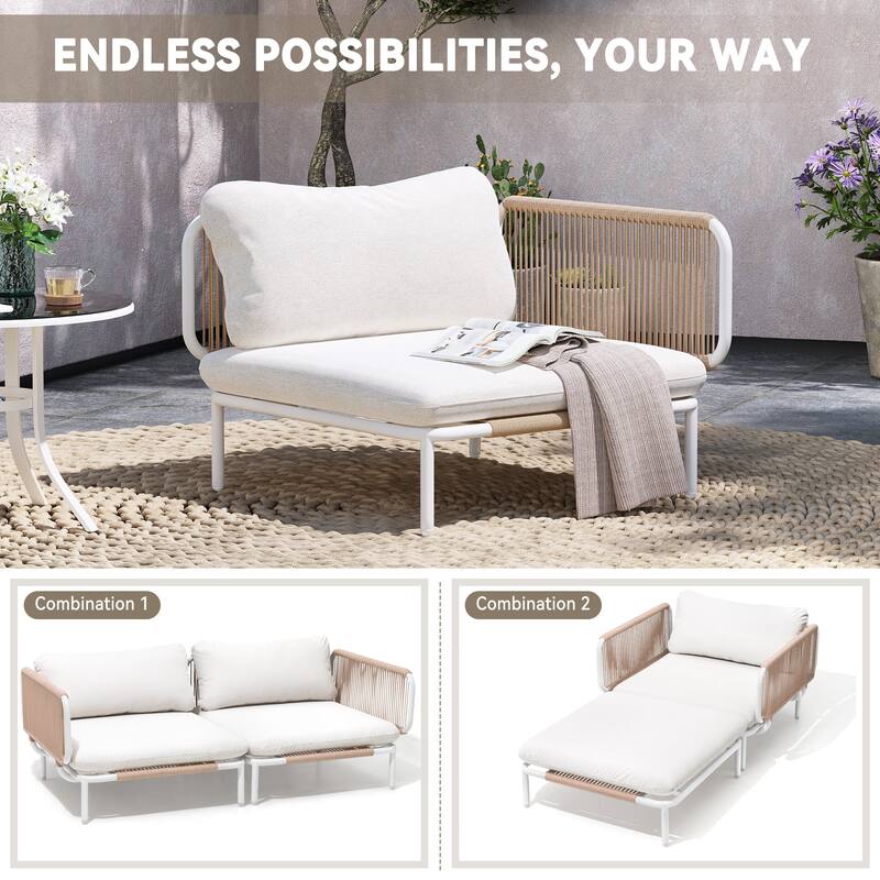 Outdoor Patio Sectional Sofa Conversation Set Cushioned Free Combination Customizable Set