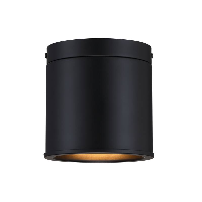 Fleur Oasis 6 in. Matte Black Modern Flush Mount with Metal Shade for Hallways