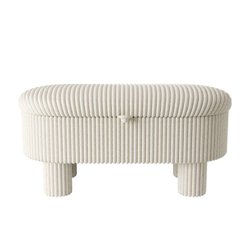 Roomfitters Modern Corduroy Storage Ottoman Bench with Lift Top Lid and Cylinder Legs