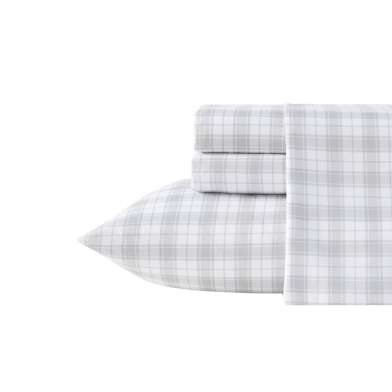 Eddie Bauer Temperature Regulating Bed Sheet Sets - Penstemon Plaid Grey - Full