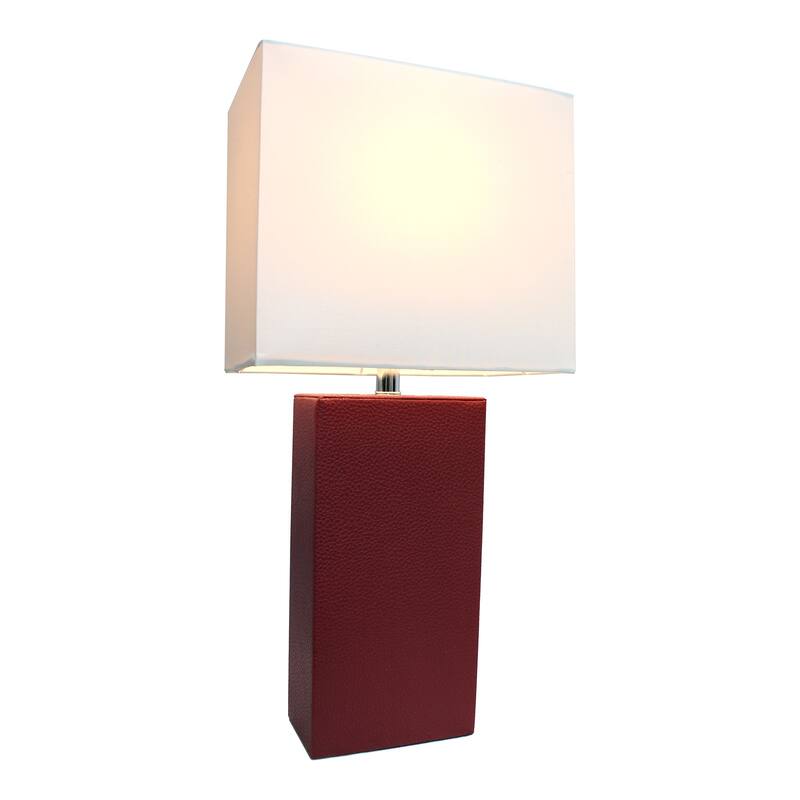 Elegant Designs 21" Modern Leather Wrapped Table Lamp, With LED Bulb