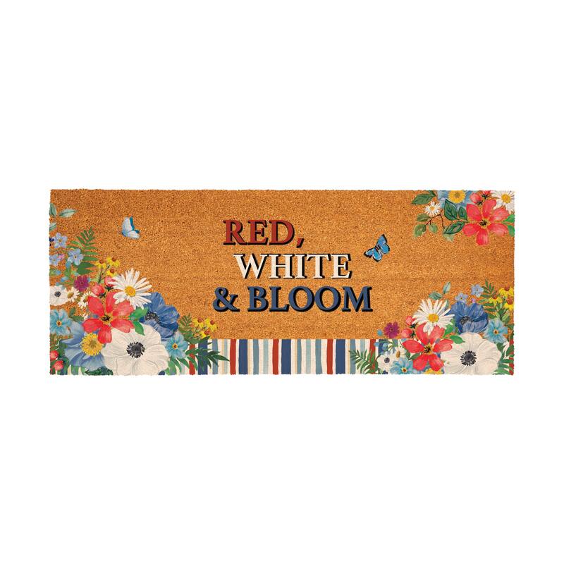 Red White and Bloom Patriotic Coir Mat 60"x24" - 60" x 24"