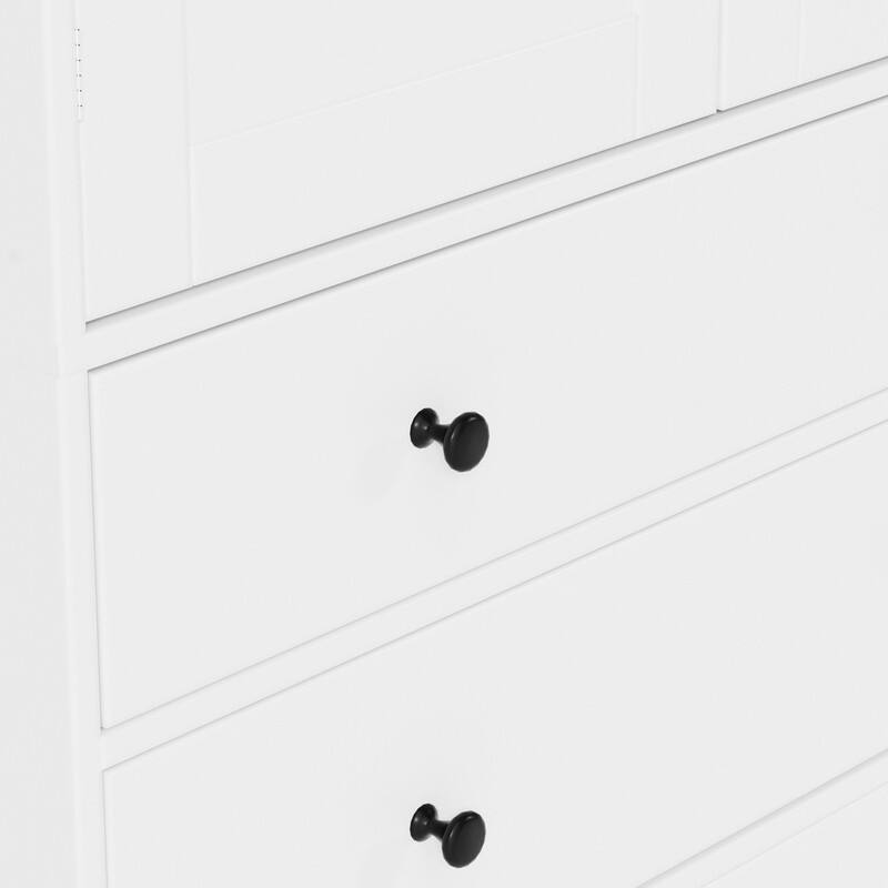 Farmhouse 77" Kitchen Pantry Storage Cabinet with Adjustable Shelves and Multiple Door Shelves