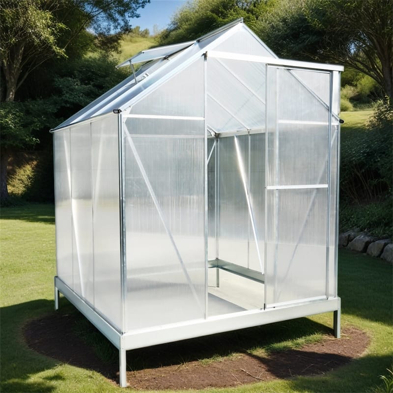Polycarbonate Greenhouse,Heavy Duty Outdoor Walk-in Green House Kit - 6.3'*6.2'*7'