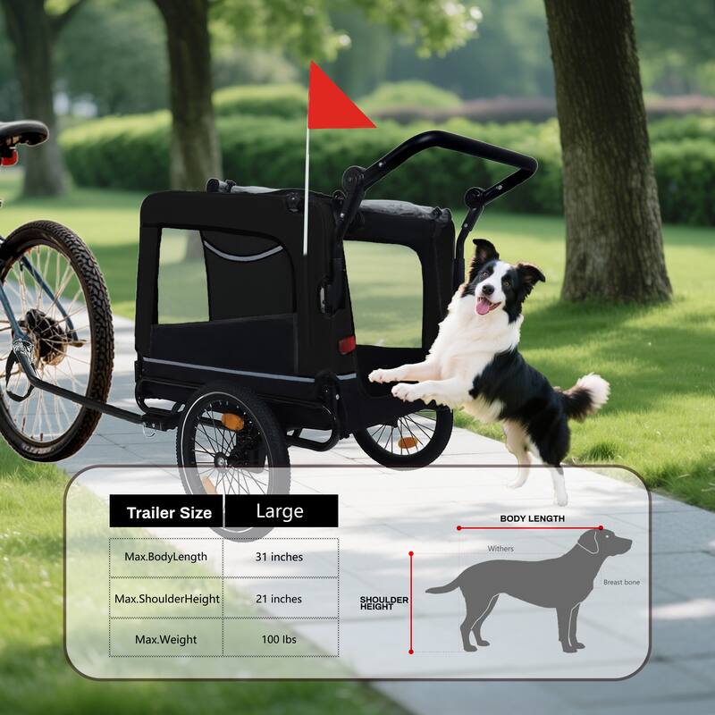 2-In-1 Bike Trailer & Push Cart For Pets-All-Terrain Wheels,Quick Release Wheel,Internal Leash,Holds Pets Up To 88 Lbs