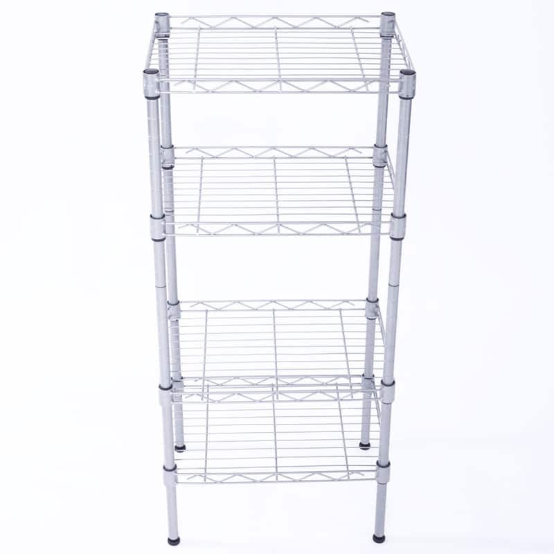Rectangle Carbon Steel Metal 4-Shelf Storage Rack Silver