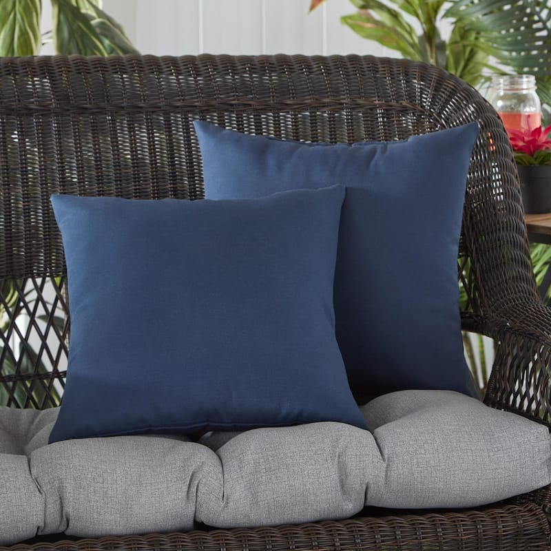 Greendale Home Fashions 17-inch Square Outdoor Indigo Throw Pillow (Set of 2)