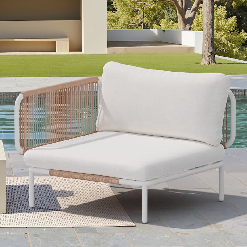 Free Combination Outdoor Patio Sofa DIY Cushion Sectional Furniture - Beige - 2-Armrests