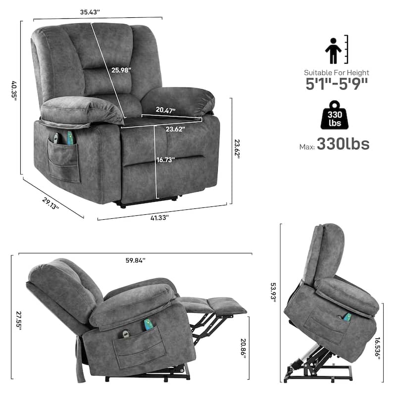 Power Lift Recliner Chair Sofa For Elderly With Massage
