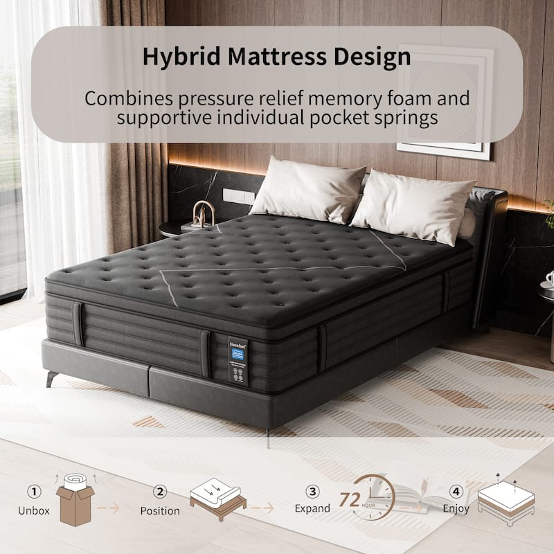 Modland 14inch Cooling Gel Extra Firm Mattress for Back Pain Relief in a Box, Twin/Full/Queen/King Size