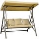 preview thumbnail 11 of 16, Outsunny 3-Seat Patio Swing Chair, Outdoor Canopy Swing Glider with Cushion with 3 Throw Pillows & Adjustable Shade for Porch